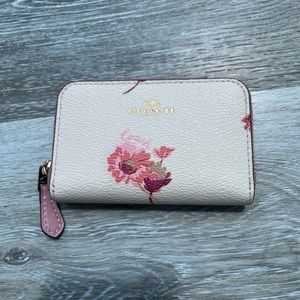 Coach zip around coin case with multi floral print